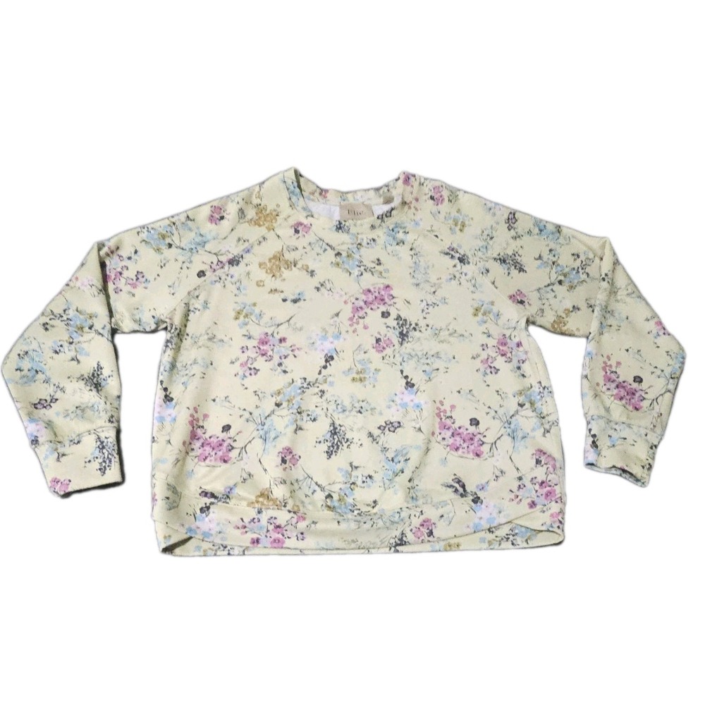 Elie Tahari Womens M Sweatshirt Modal Pullover Japanese Sakura All Over Print